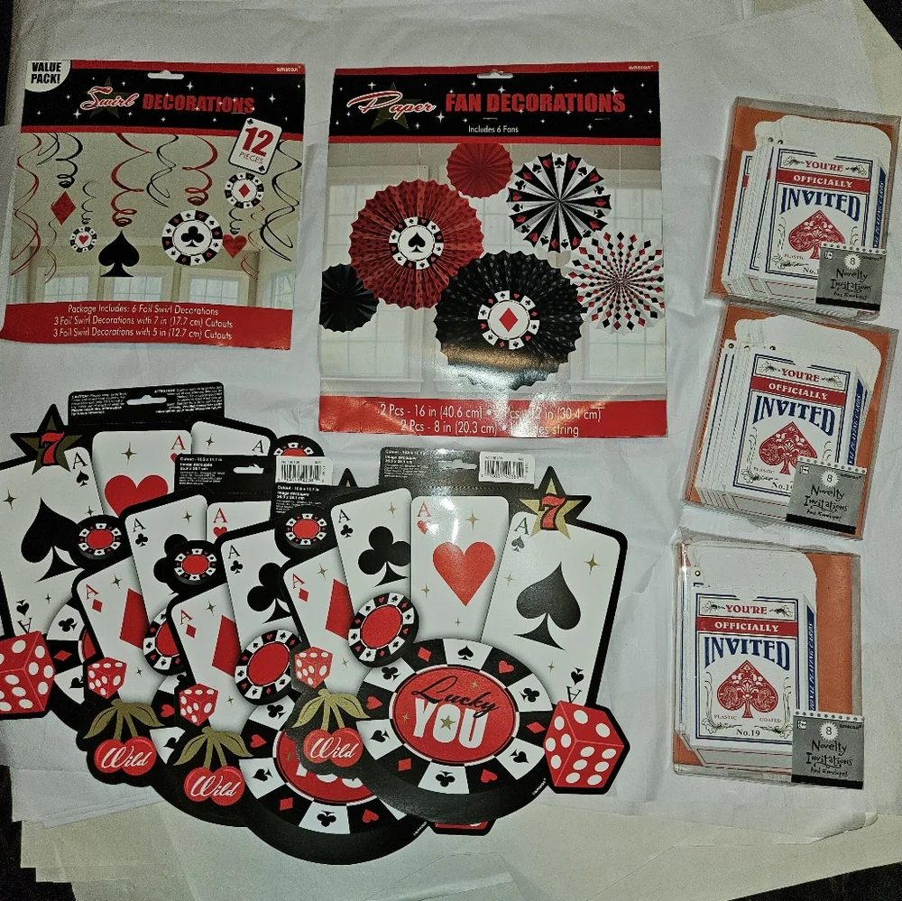Party Decorations & Invitation Set Lady Luck Casino Card Night